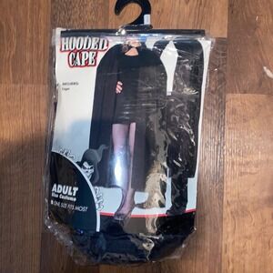 Adult Black Hooded Cape Costume One Size Fits Most Halloween Cosplay Set of 2